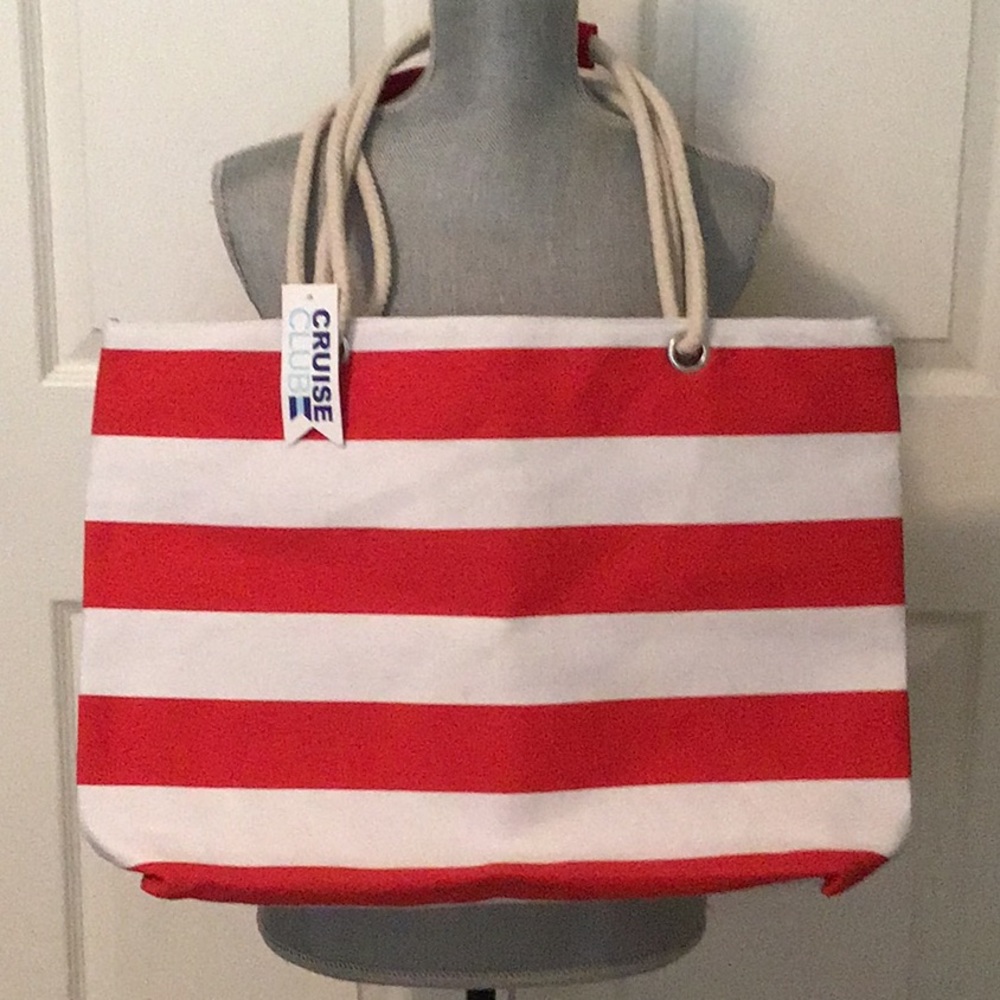 Zippered Canvas Rope Beach Bag - New WT
